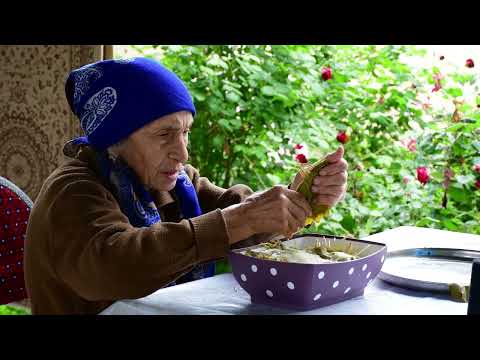 Harvesting Grape Leaves Cooking Dolma Rainy Day In