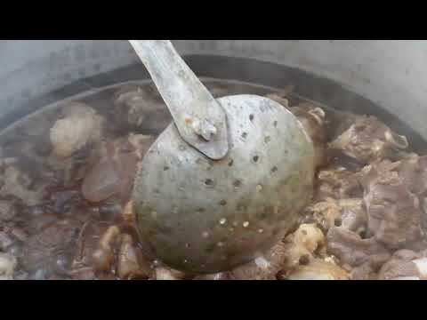 Grandma Cooked Delicious Lamb Stew and Crispy Fried Potatoes