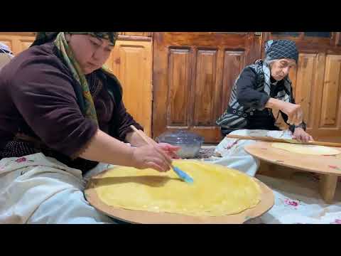 Baking Azerbaijani Holiday Sweets Badambura with Grandma on