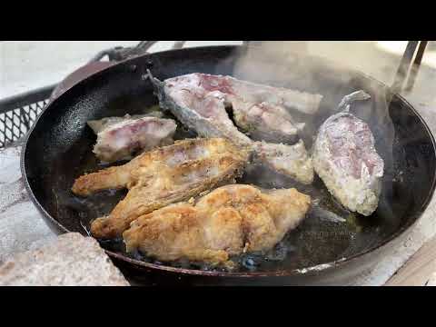 BIG FISH Cooked on the Wood Stove Azerbaijan Village Cooking