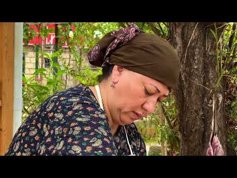 Grandma Cooking Traditional Azerbaijani Pilaf Rural Life