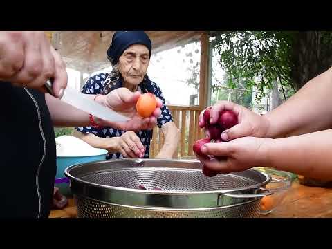 GRANDMA PICKING MULBERRIES AND MAKING NATURAL JUICE FOR