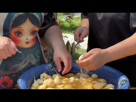 We Picked Fresh Peaches from the Village Garden and Made