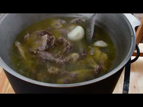 Cooking BIG Goose on Campfire and Making Vegetable