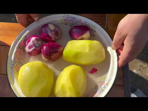 Grandma Cooking Chicken with Vegetables In a Glass Jar
