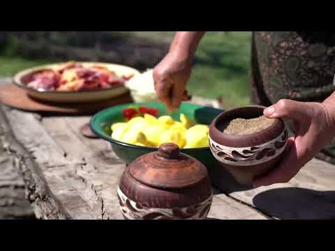 Cooking Rustic Goose with Potatoes Outdoor Cooking