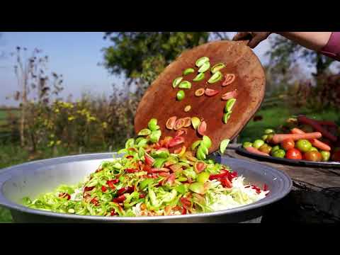 Making 30 Kilogram Pickled Vegetable Salad for The Winter
