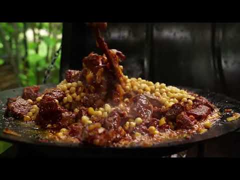 Beef Pilaf Cooked in Clay Pots Outdoor Cooking