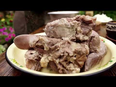 Old Style Cooking of Bull Tongues on The Campfire