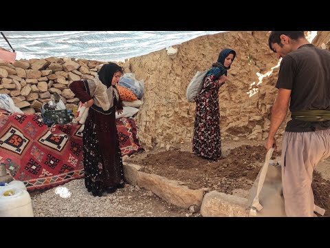 Nomads of Iran Nomad house repair by the family