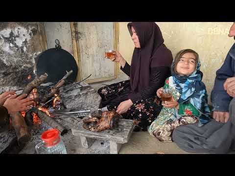 Cooking traditional Iranian food offal Village life