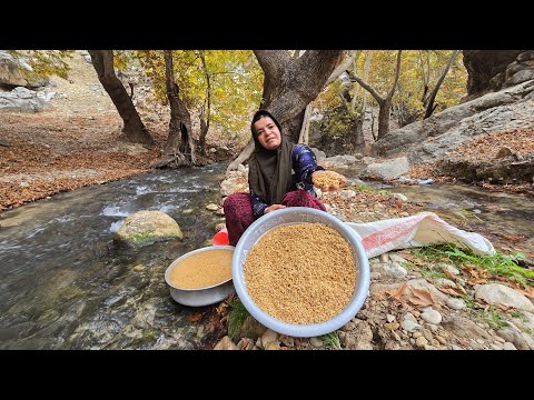 Kulthum s tough adventure Carrying heavy wheat crossing a