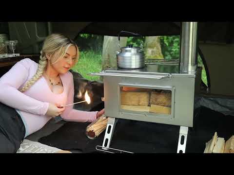Solo Camping in the Forest Cooking Stone Baked Pizza Nature