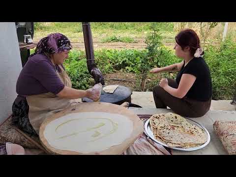 YAĞLI KATMER İÇLİ ODUN ATEŞİNDE TEMİZ HAVA BAHÇEDE YAPTIK