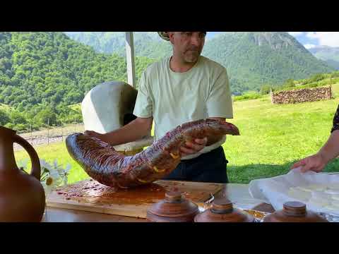 A Huge Silver Carp Cooked in the Homemade Oven to a Crispy