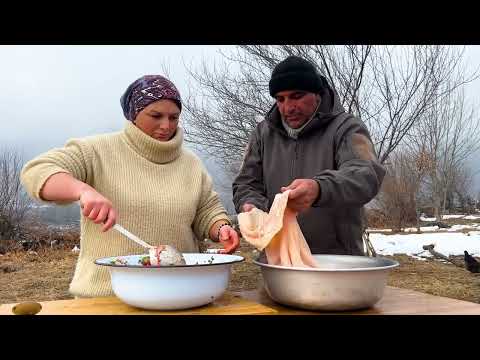 Delicious Pilaf Inside a Beef Stomach in the Oven Cooked