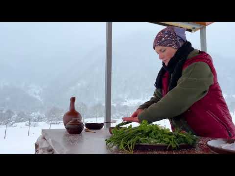 Roasted GUINEA FOWL in Wilderness Snowy Mountains Relaxing
