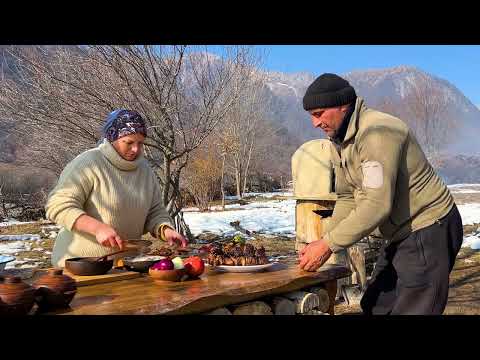 Delicious Juicy and Fragrant Liver Kebab Mountains and