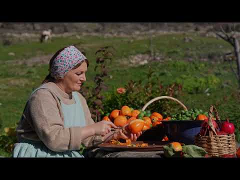 Golden Persimmon Lamb Feast Cooking in a Mountain Village