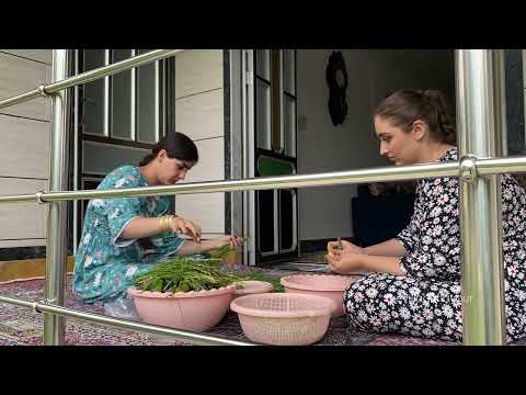 Cooking Baghali Polo with Chicken on a Sunny Spring Day