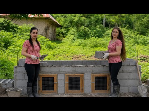 Hard Work in the Village Two Sisters Build a Chicken Coop