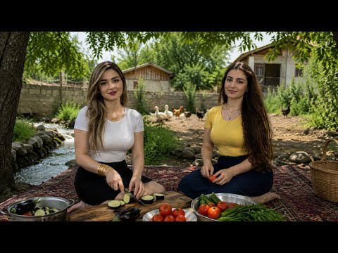 Simple Iranian Village Life Fresh Tomatoes Eggplants