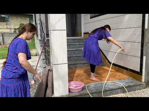 The Hard Work of Persian Girls Cleaning Harvesting Village