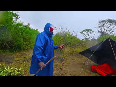 Heavy Rain Camping in a 30 Luxury Tarp Alone in the African