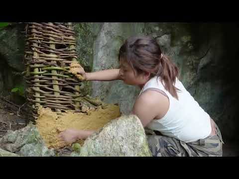 200 Days Building a Secret Stone Shelter Under a Giant Rock