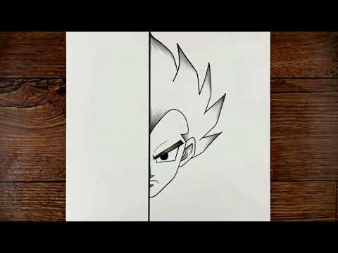 How to Draw Vegeta Half Face Easy Dragon Ball Z Pencil