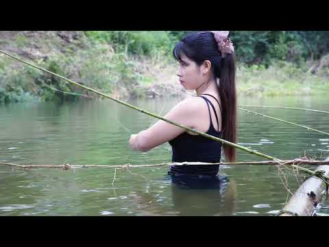 full video 30 day Bamboo raft fishing handmade nets farm