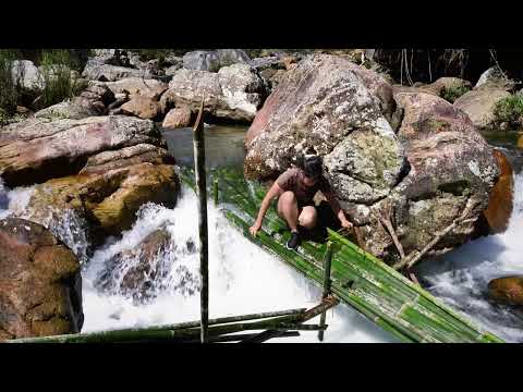how to make bamboo raft trap to catch stream fish