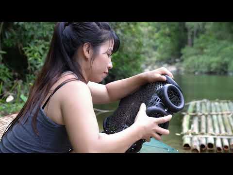 Fishing on a Bamboo Raft Simple Tools Big River Catch
