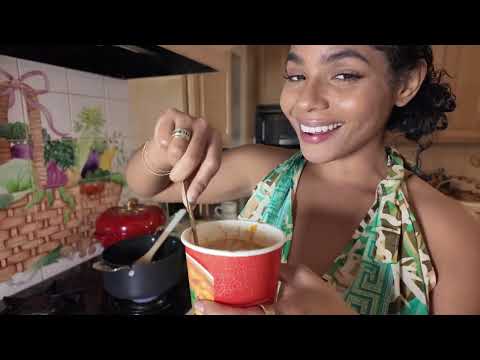 Cooking with Layna Ramen Egg Boil Mukbang