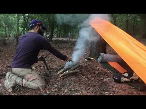 Bushcraft in the wild solo camping and night adventure in