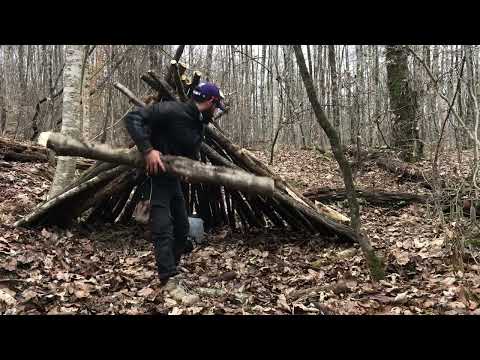 bushcraft winter camping in forest survival skills