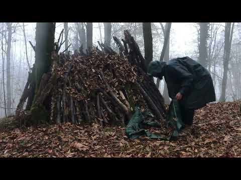 Solo Camping in Heavy Rain Without a Tent building