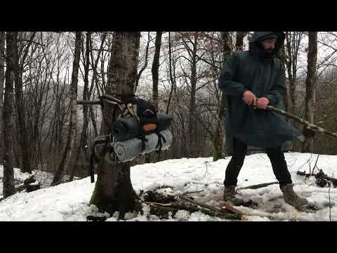 Solo winter camping in heavy snow and blizzard Survival at