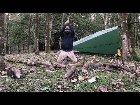 solo camping in forest ASMR bushcraft in forest