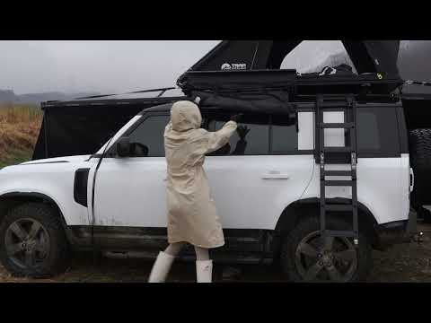 RAINY CAR CAMPING WITH A GIANT AWNING ROOM