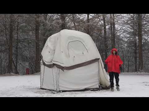 HEAVY SNOW CAMPING I BUILT A GIANT TWO STORY TENT