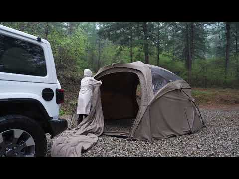 CAMPING IN THE RAIN WITH A NEW CAR TENT