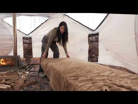 Hot Tent Camping in Wet Snow Freezing Rain Sounds of Snow
