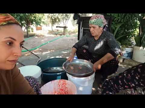 KÖYDE LEZZETLİ YEMEKLER İÇİN DOĞAL EL YAPIMI SALÇA YAPIMI