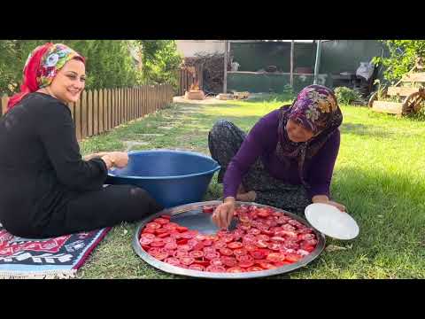 TEPSİ TEPSİ KIŞ İÇİN KURUTULMUŞ DOMATES YAPIMI LEZZETLİ KÖY