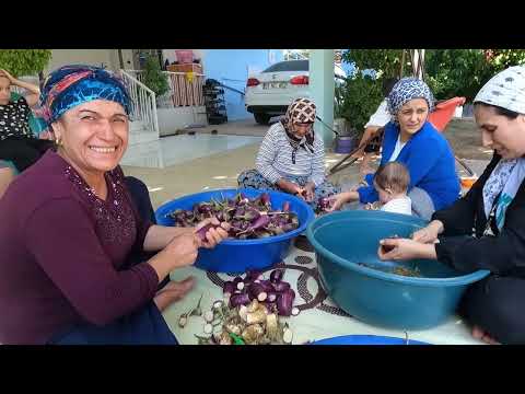 KÖYDE KIŞ İÇİN 300 ADET İNANILMAZ LEZZETLİ KURU PATLICAN
