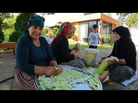 KÖYDE CAM KAVANOZLARDA SAKLANAN KONSERVE KABAK YAPIMI