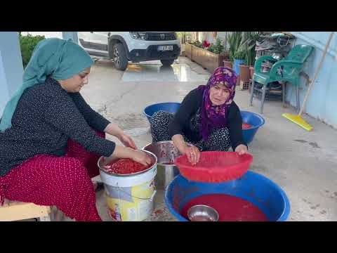 ODUN ATEŞİNDE BÜYÜK KAZANDA DOMATES SALÇA YAPIMI LEZZETLİ