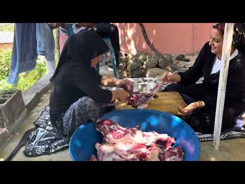NENEM İN KÖY EVİNDE ODUN ATEŞİNDE BÜTÜN KUZU ETİ YAPIMI