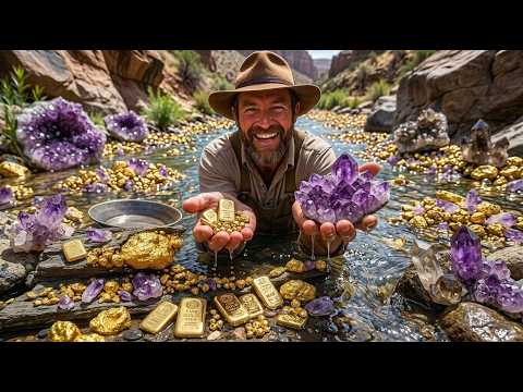 SO big Gold digging gold ang gemstone at river mountain